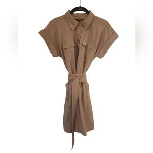 Simply Vera Vera Wang Women's Tan Cuffed CapSleeve Belted Utility Romper Size XS